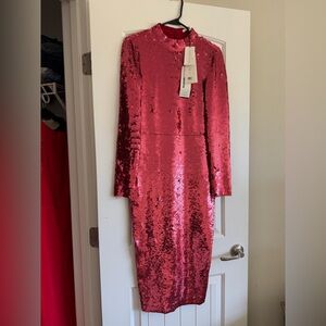 Brand New with Tags Veronica Beard Radiant Raspberry Sequin Midi Dress